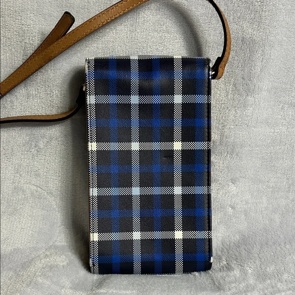 Tommy Hilfiger Blue Plaid Crossbody Phone Wallet